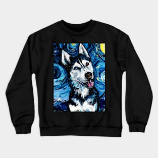 Happy Husky Night (Portrait) Crewneck Sweatshirt